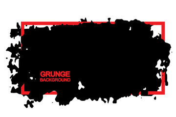 Grunge background black spot with red frame