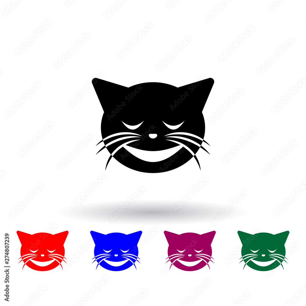 Poster relieved cat multi color icon. elements of cat smile set. simple icon for websites, web design, mobi
