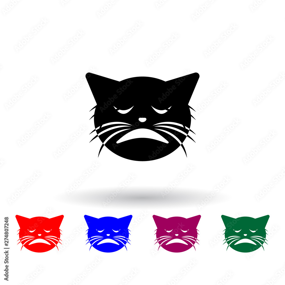 Poster weary cat multi color icon. elements of cat smile set. simple icon for websites, web design, mobile 