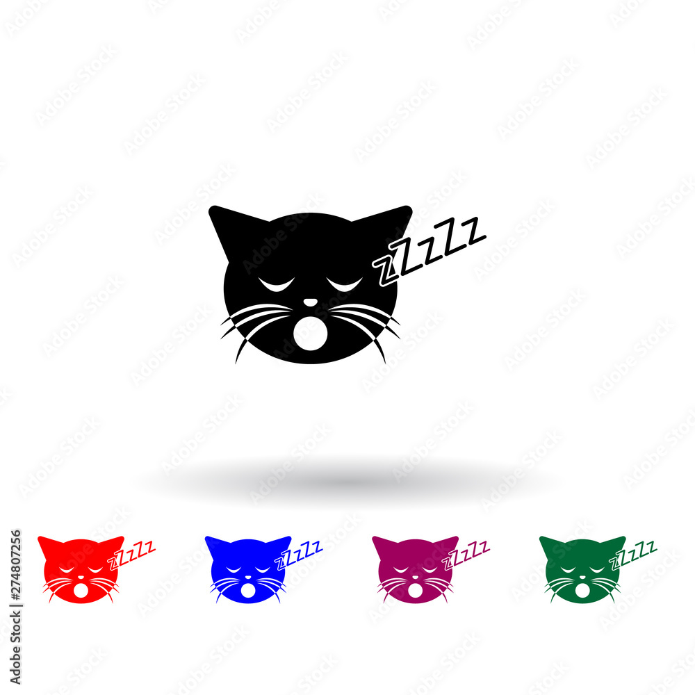 Poster sleeping cat multi color icon. elements of cat smile set. simple icon for websites, web design, mobi