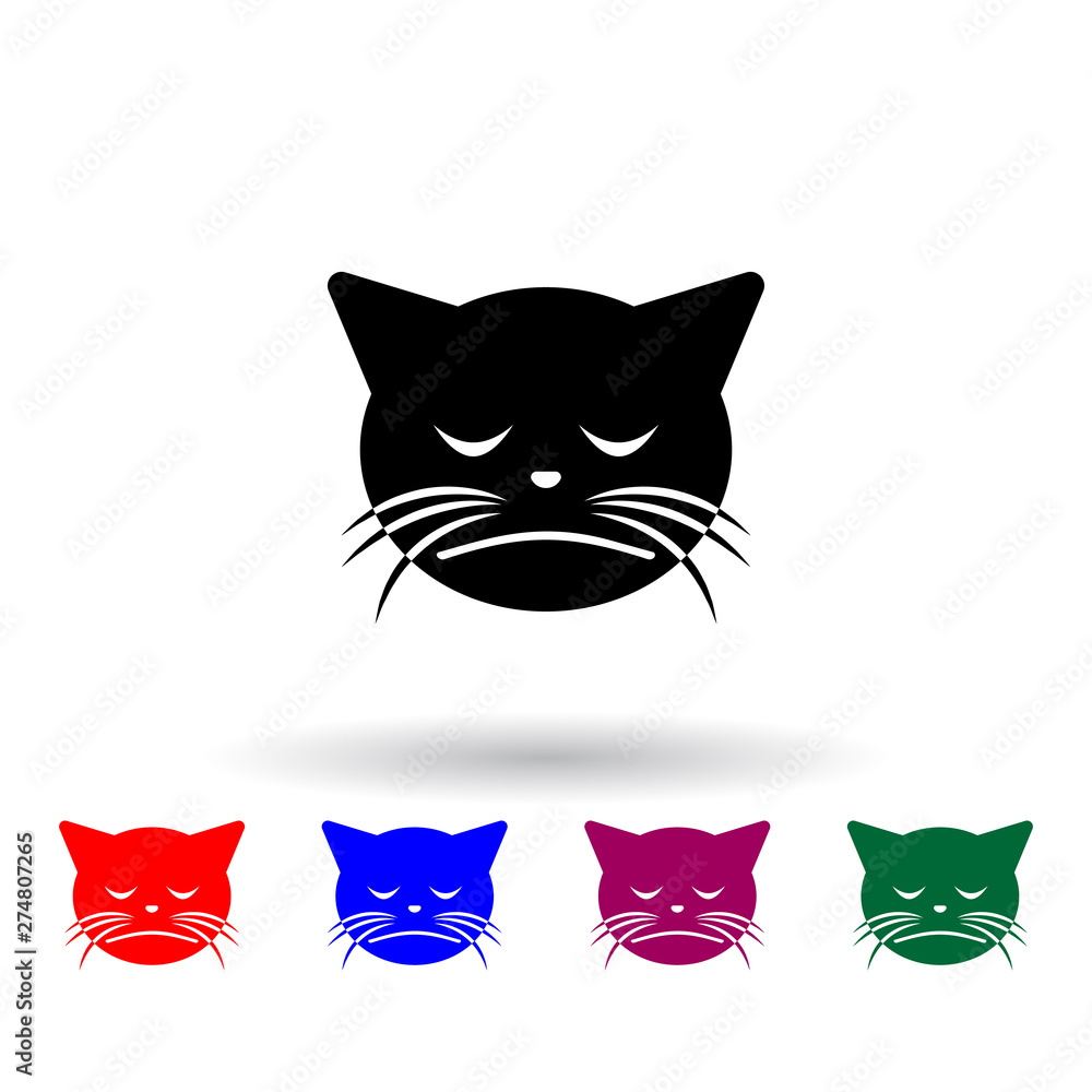 Poster worried cat multi color icon. elements of cat smile set. simple icon for websites, web design, mobil