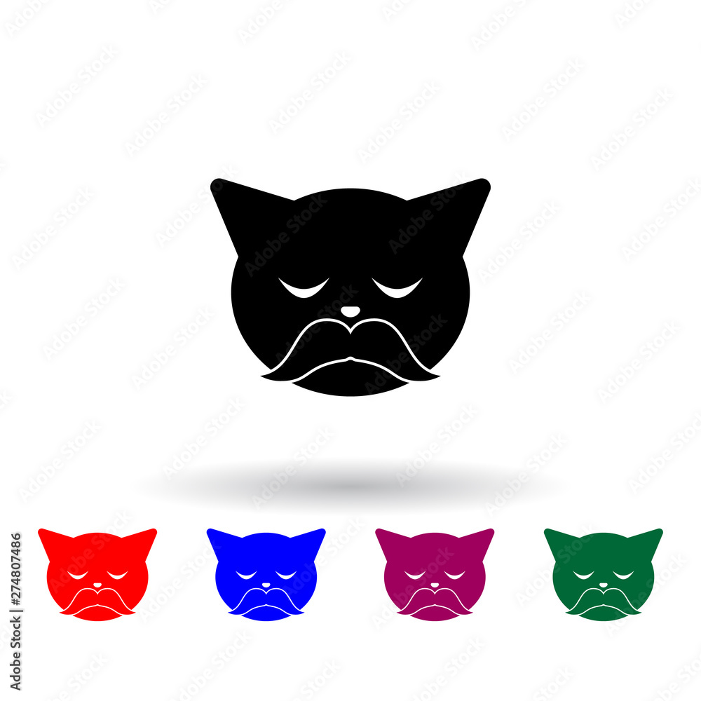 Poster wise cat multi color icon. elements of cat smile set. simple icon for websites, web design, mobile a