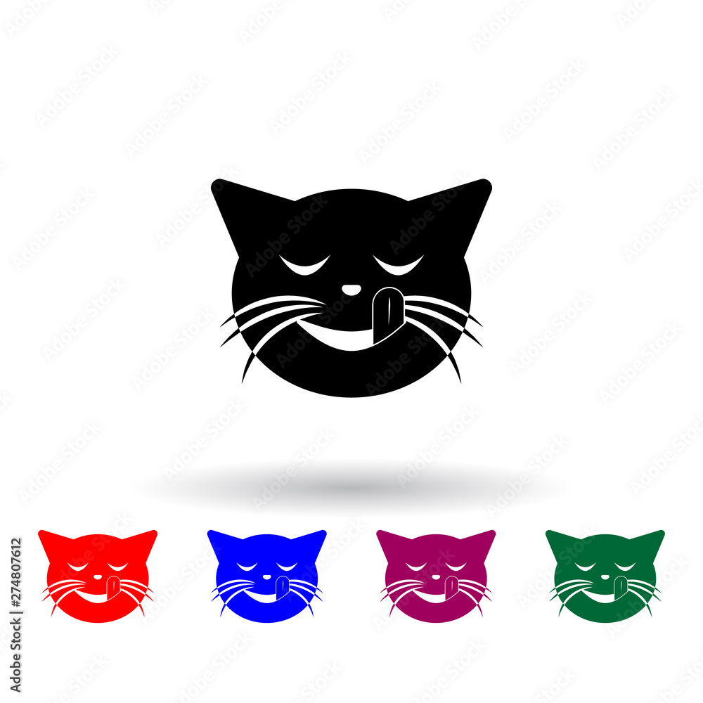 Poster pleased with the language cat multi color icon. elements of cat smile set. simple icon for websites,