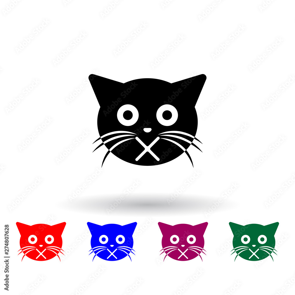 Poster no words cat multi color icon. elements of cat smile set. simple icon for websites, web design, mobi
