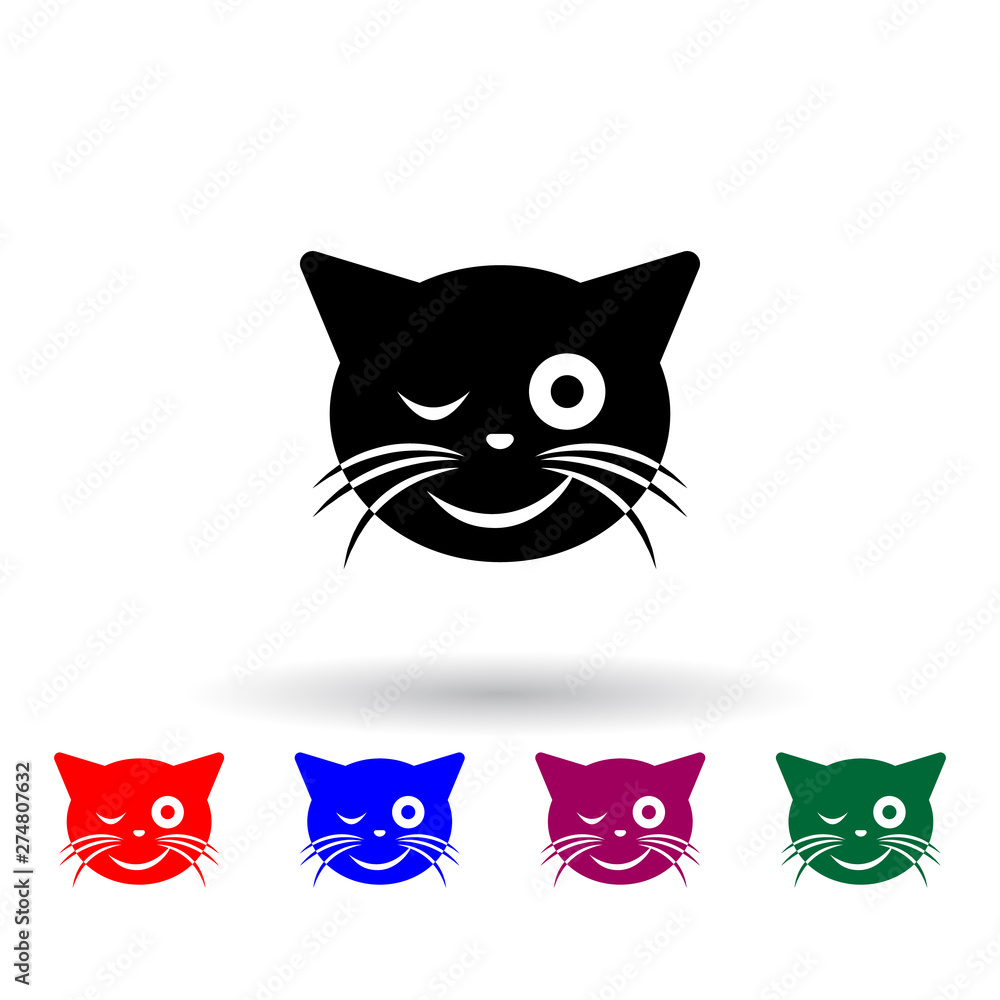 Poster wink cat multi color icon. elements of cat smile set. simple icon for websites, web design, mobile a