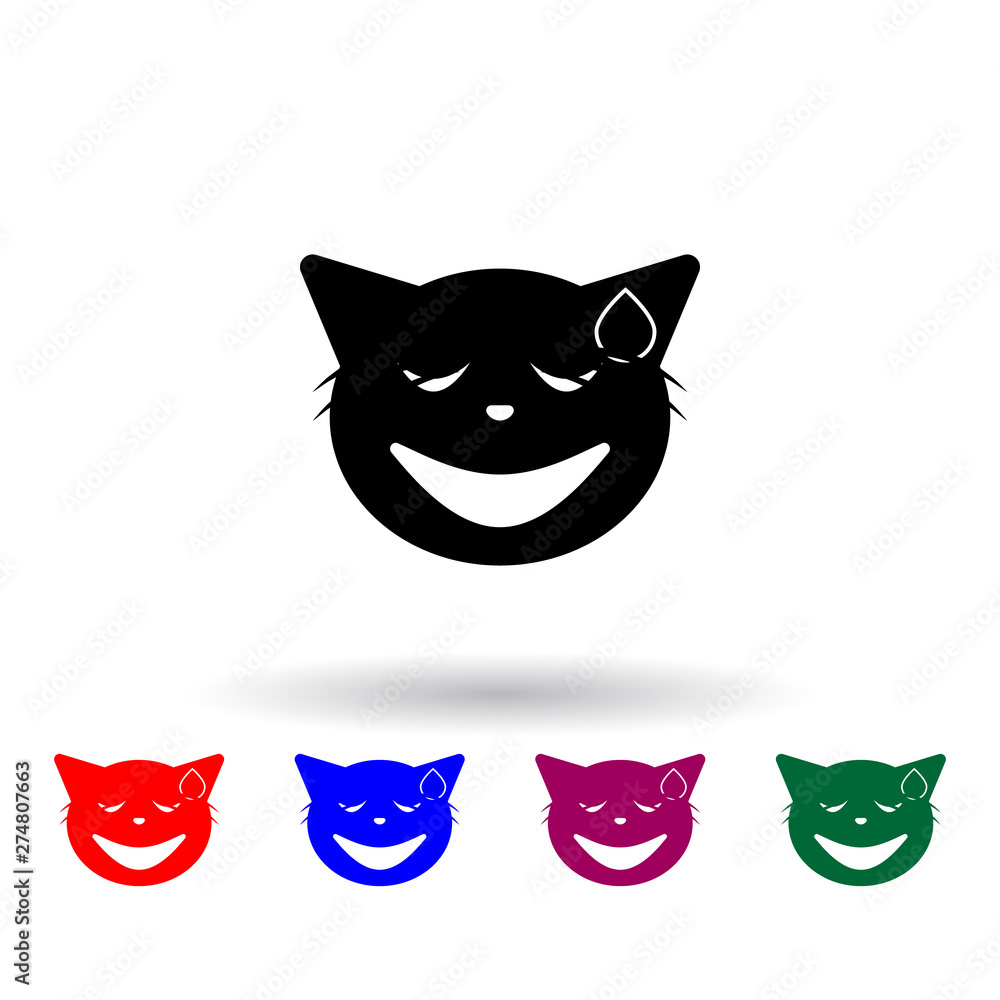Poster at last, tired cat multi color icon. elements of cat smile set. simple icon for websites, web design