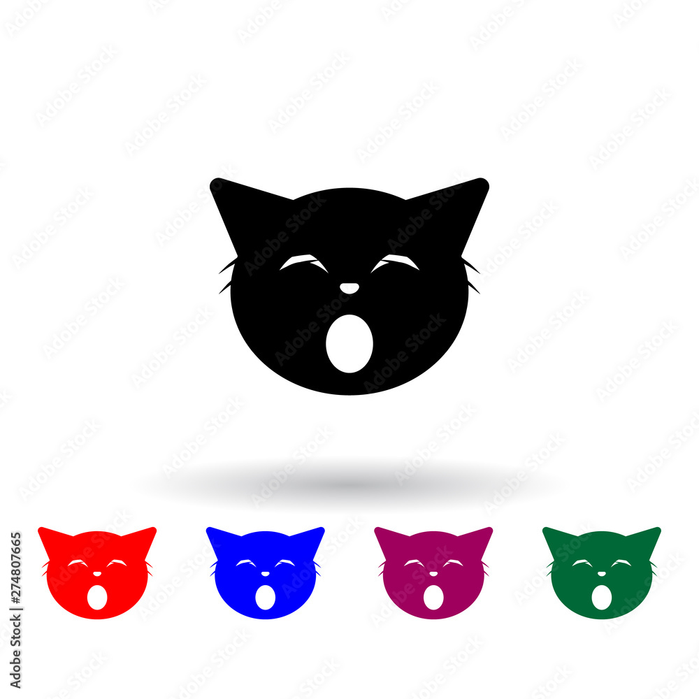 Poster happy , ouuu cat multi color icon. elements of cat smile set. simple icon for websites, web design, 