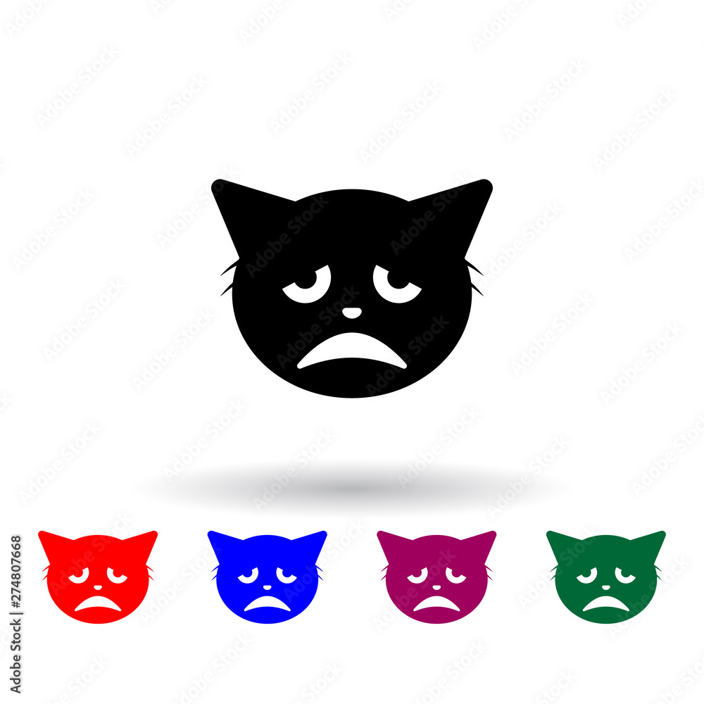 Poster not in the mood cat multi color icon. elements of cat smile set. simple icon for websites, web desig
