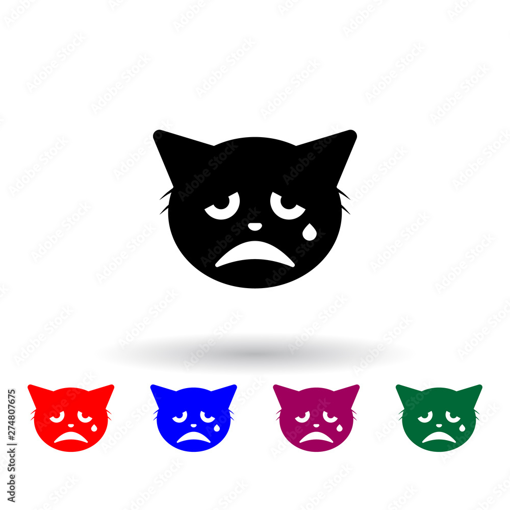 Poster no mood crying cat multi color icon. elements of cat smile set. simple icon for websites, web design