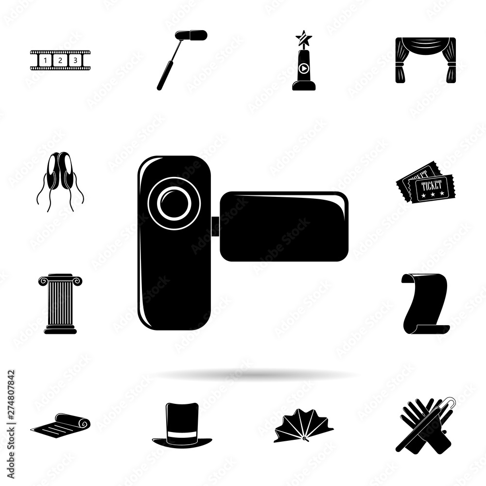 Poster manual video camera icon. universal set of cinema and teatr for website design and development, app 