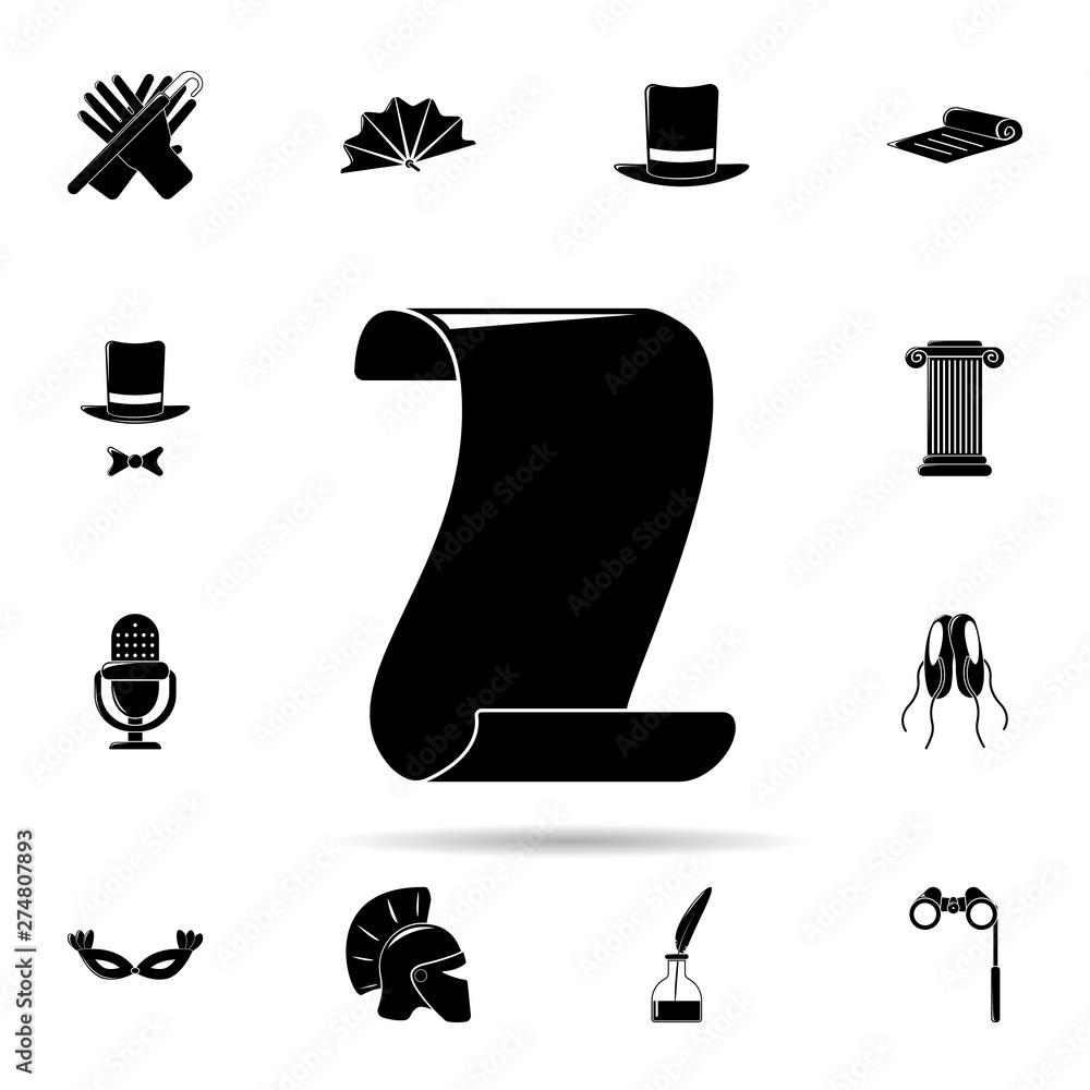 Poster script of cinema icon. universal set of cinema and teatr for website design and development, app dev
