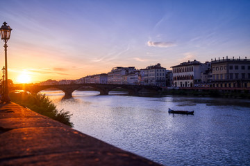 Fototapeta premium Florence, along the Arno River, in the Tuscany region of Italy.