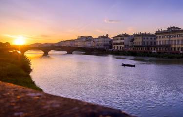 Fototapeta premium Florence, along the Arno River, in the Tuscany region of Italy.