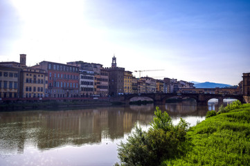 Florence, along the Arno River, in the Tuscany region of Italy.