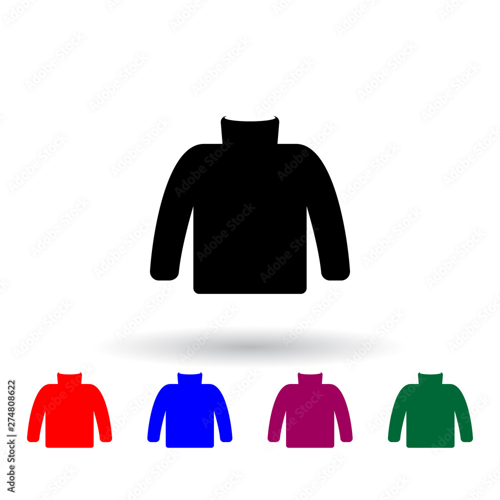 Poster turtleneck multi color icon. elements of clothes set. simple icon for websites, web design, mobile a