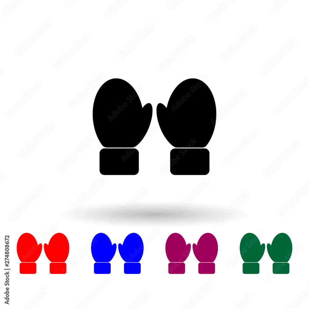 Poster mittens multi color icon. elements of clothes set. simple icon for websites, web design, mobile app,