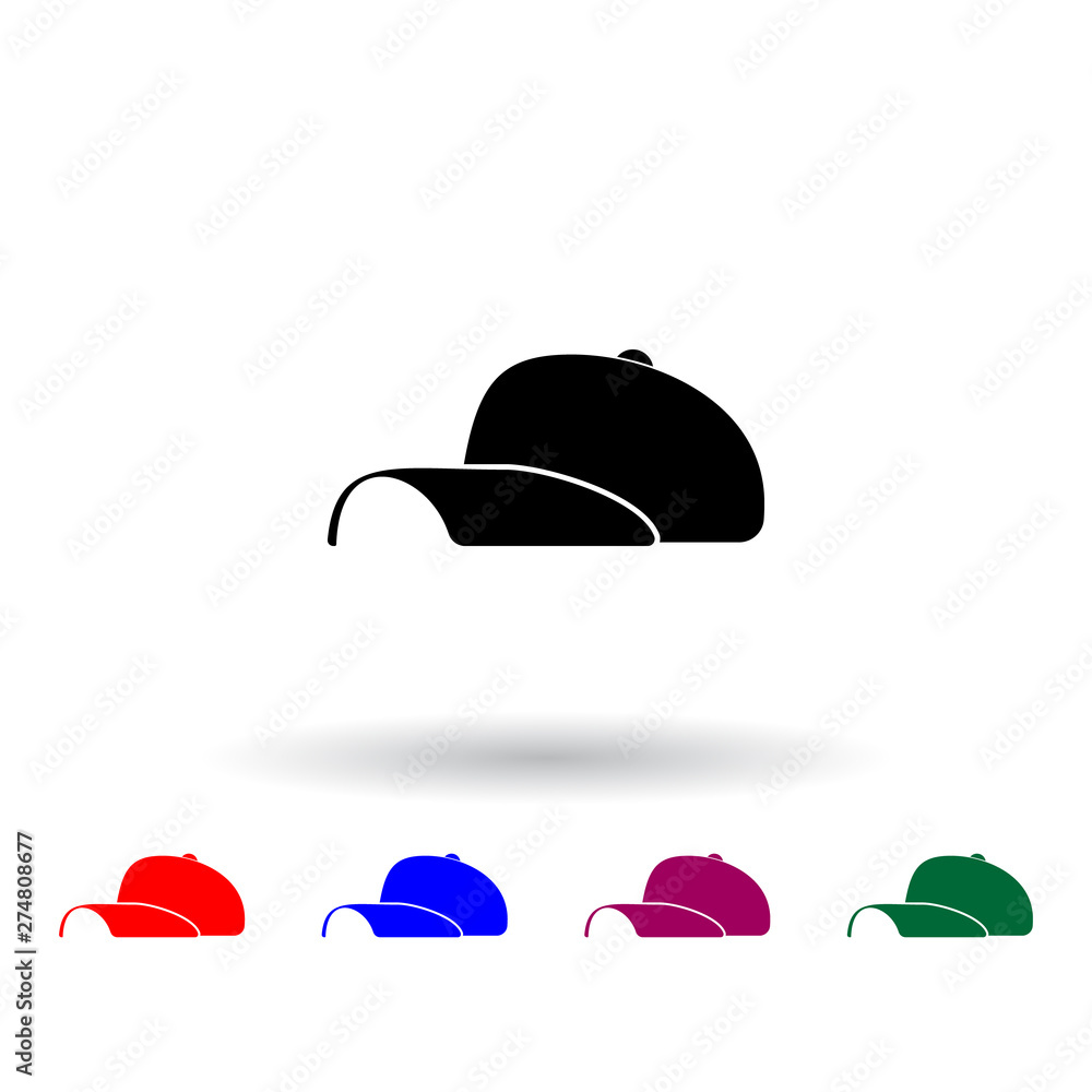Poster baseball cap multi color icon. elements of clothes set. simple icon for websites, web design, mobile