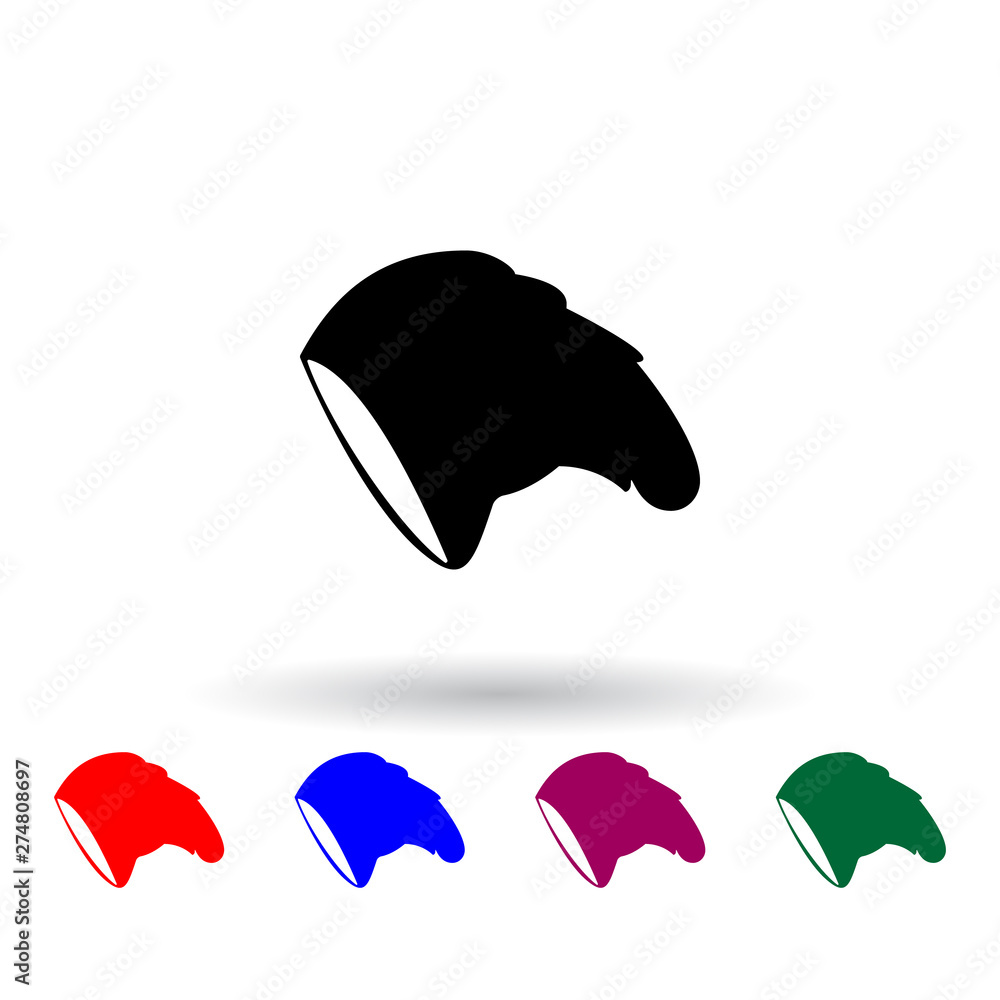 Poster hat bag multi color icon. elements of clothes set. simple icon for websites, web design, mobile app,