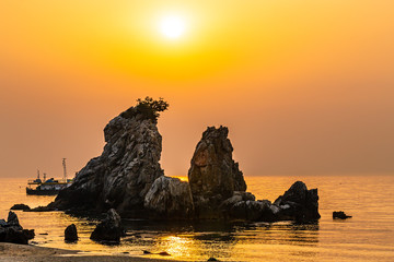 A fantastic view of the beach after around sunrise in summer, Korean Sokcho