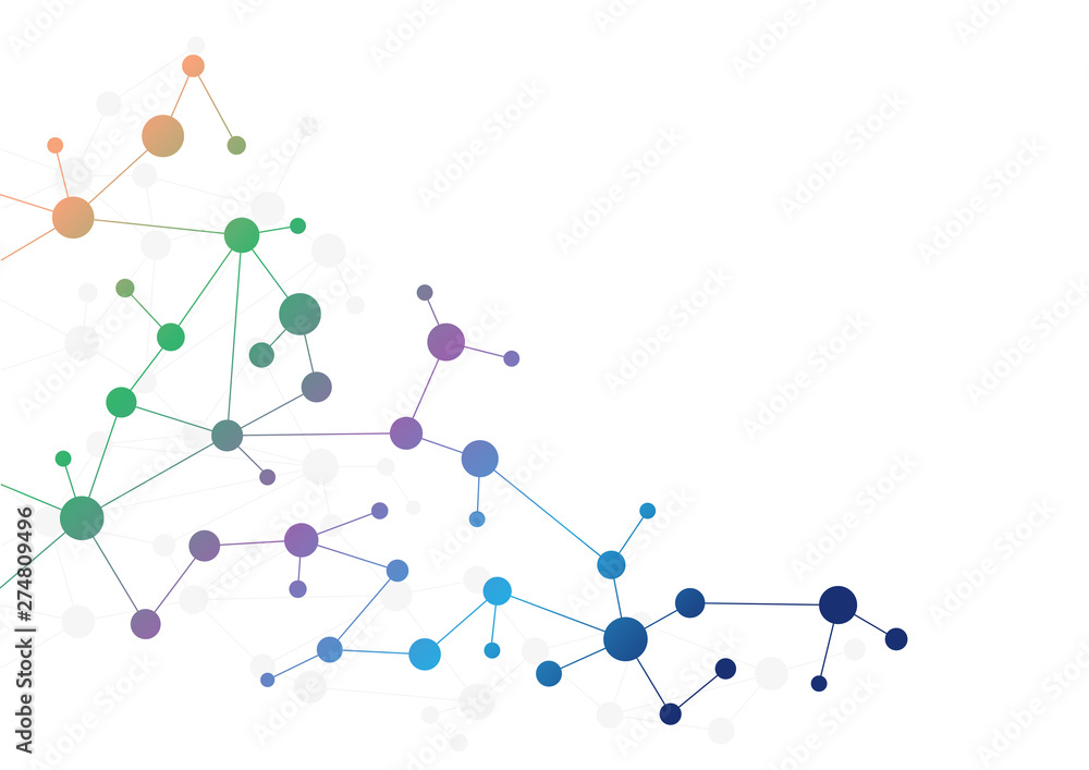 Poster Abstract geometric connect lines and dots.Simple technology graphic background.Illustration Vector design Network and Connection concept.