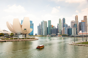 SINGAPORE, SINGAPORE - MARCH 2019: Marina Bay sand and Art Science museum