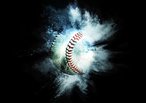 爆発する野球ボール