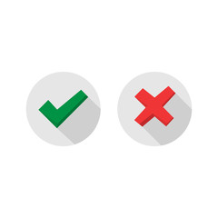 Tick and cross signs. Green checkmark and red X icons