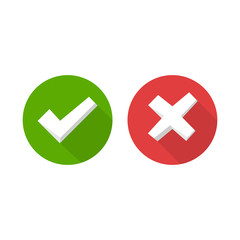 Obraz premium Tick and cross signs. Green checkmark and red X icons