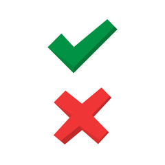Obraz premium Tick and cross signs. Green checkmark and red X icons