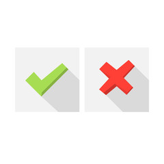 Obraz premium Tick and cross signs. Green checkmark and red X icons