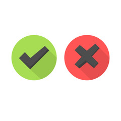 Fototapeta premium Tick and cross signs. Green checkmark and red X icons