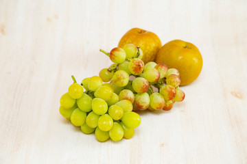 Muscat grape,peer on the white background