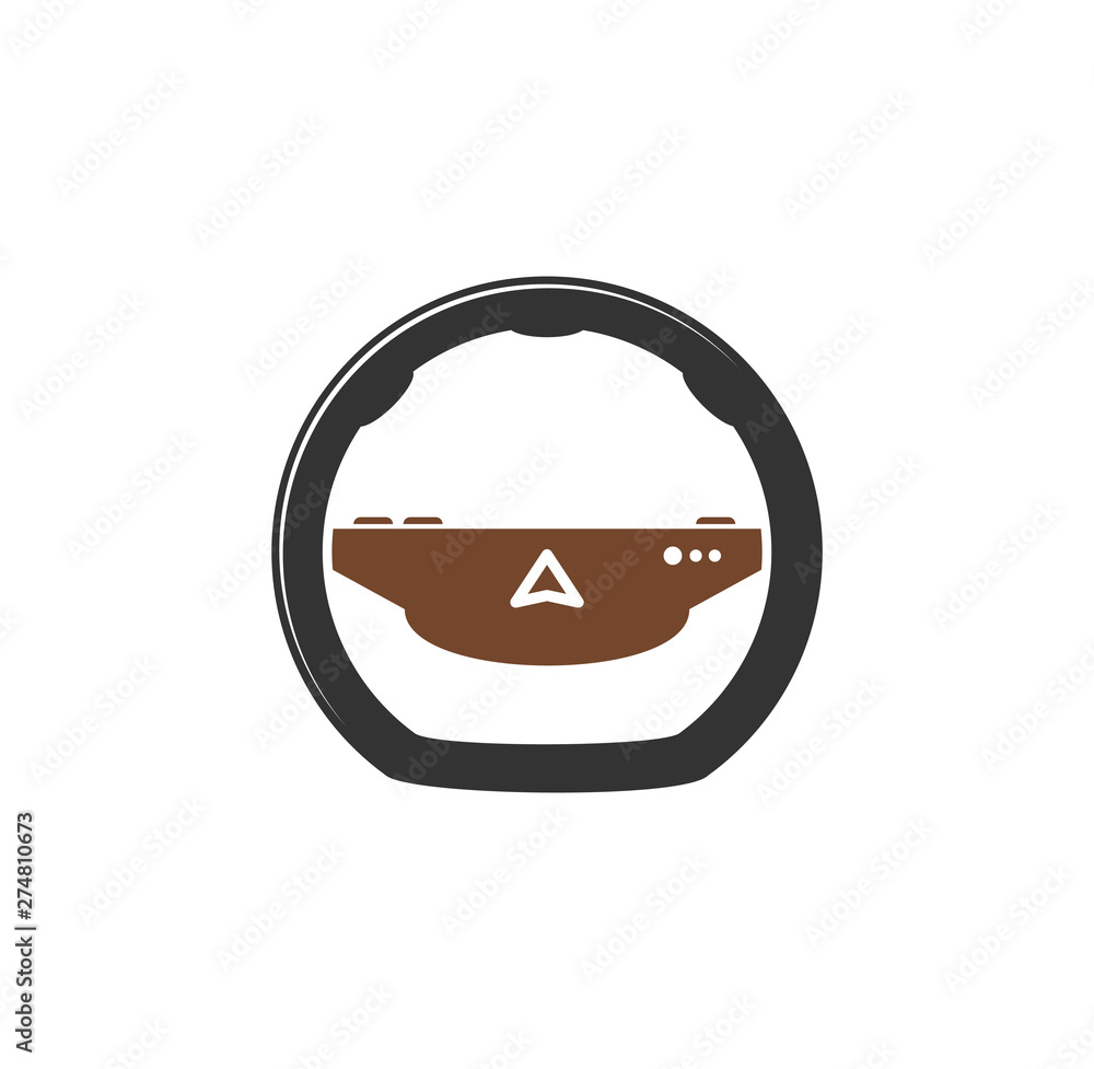 Poster steering wheel icon on background for graphic and web design. simple illustration. internet concept 