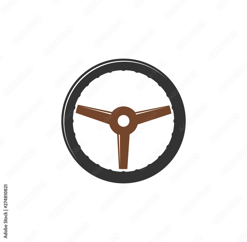 Poster steering wheel icon on background for graphic and web design. simple illustration. internet concept 