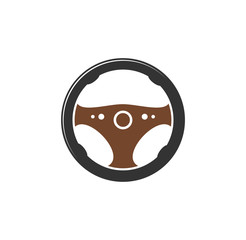 Steering wheel icon on background for graphic and web design. Simple illustration. Internet concept symbol for website button or mobile app.