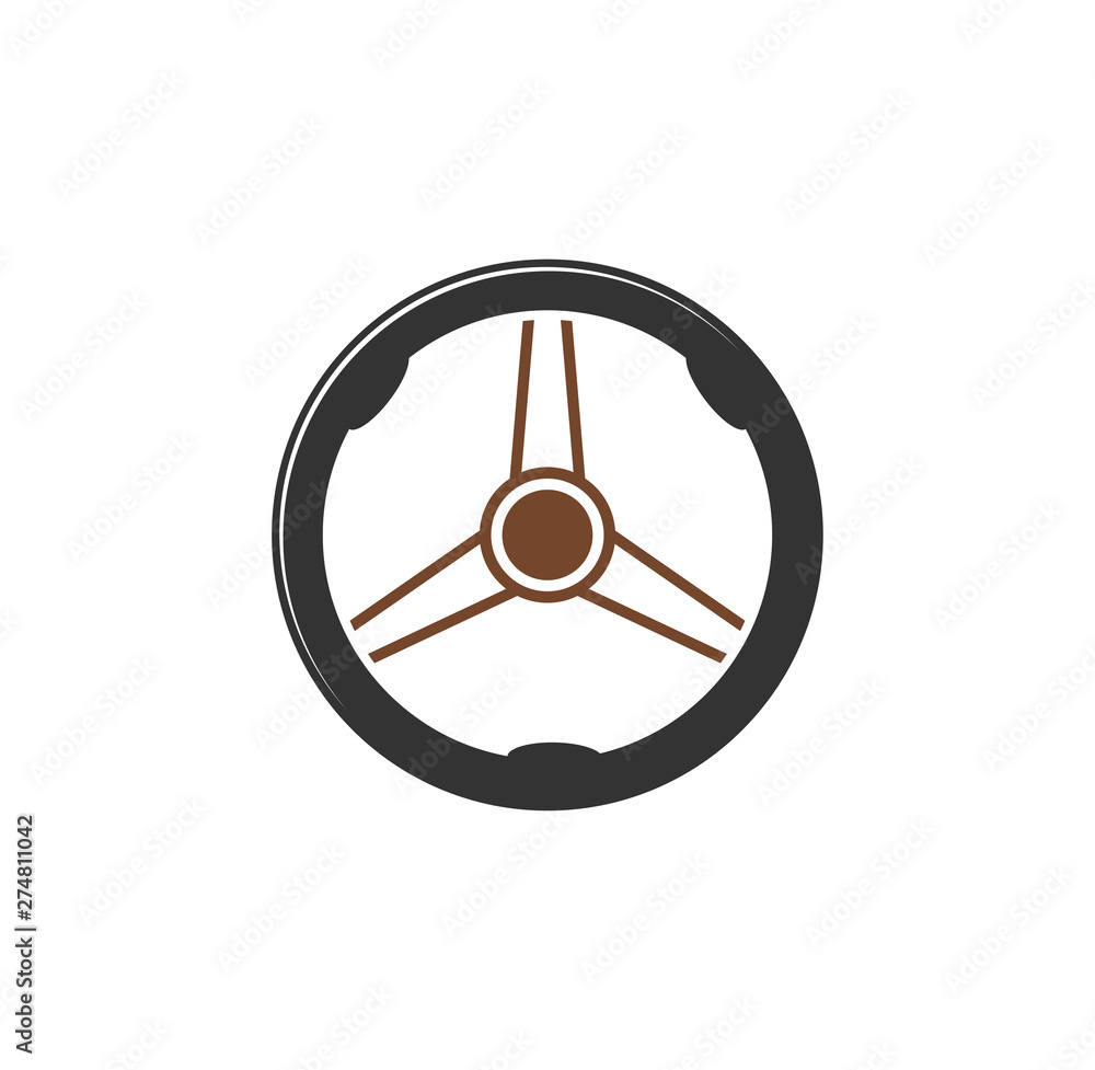Poster steering wheel icon on background for graphic and web design. simple illustration. internet concept 