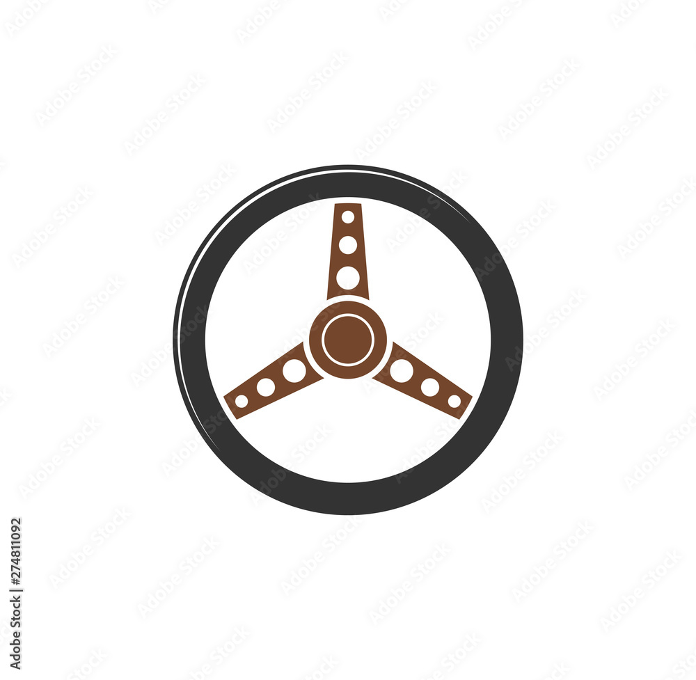 Poster steering wheel icon on background for graphic and web design. simple illustration. internet concept 