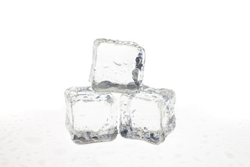  ice cubes on white background.