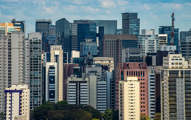 Building wall in the big city. Sao Paulo city Brazil, South America. 