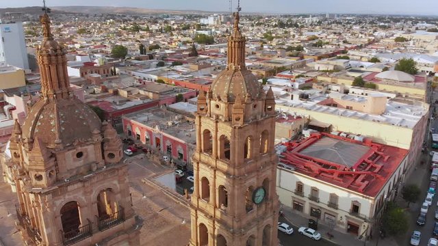 Durango Mexico Cathedral Drone Footage Sunset