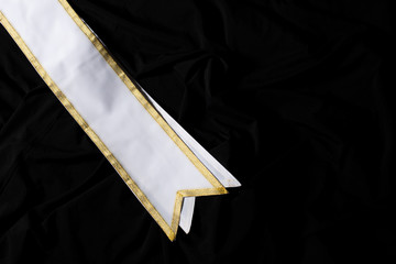 White Gold Winner Sash for Miss Pageant Beauty Contest, empty area for text winner country word,...