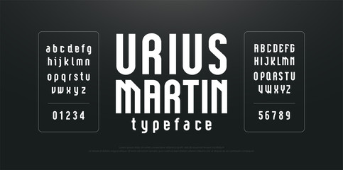 Condensed high, tall simple font alphabet typeface. Modern Alphabet Fonts. Typography urban letters style uppercase, lowercase  and numbers. vector illustration