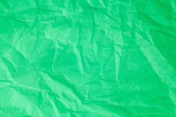 Green crumpled paper background.