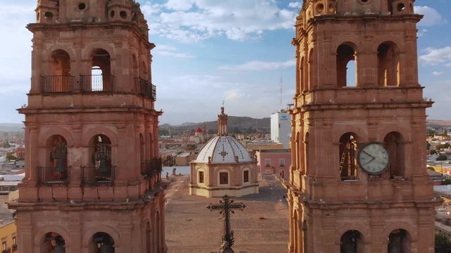Durango Mexico Cathedral Drone Footage Sunset