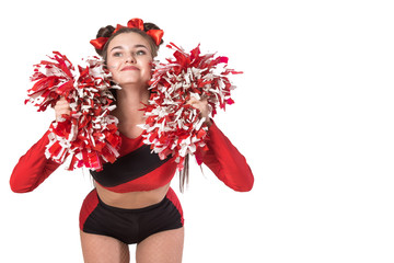 girl in dance costume shows dance