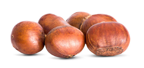 Chestnuts isolated on white background