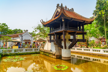 Scenic view of the One Pillar Pagoda in Hanoi, Vietnam