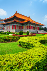 Obraz premium Awesome view of scenic garden and the National Theater, Taiwan