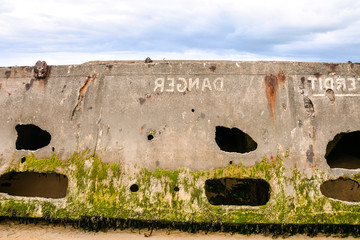 Remains of the Mulberry harbour in Normandy France, Europe