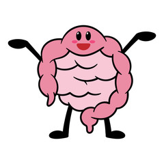 Cartoon Digestive System Character Illustration